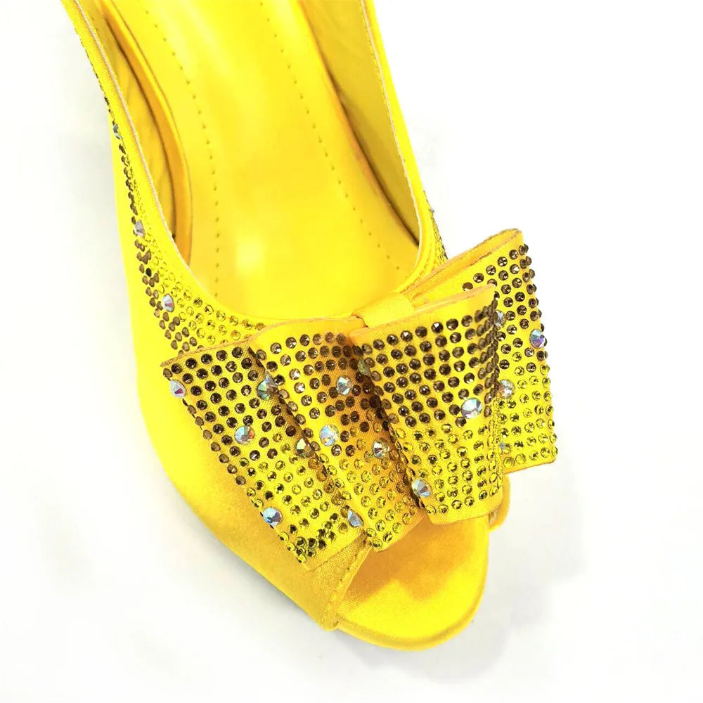 Thin Heels Ladies Shoes and Bag Matching Bag Set For Women Wedding Party.