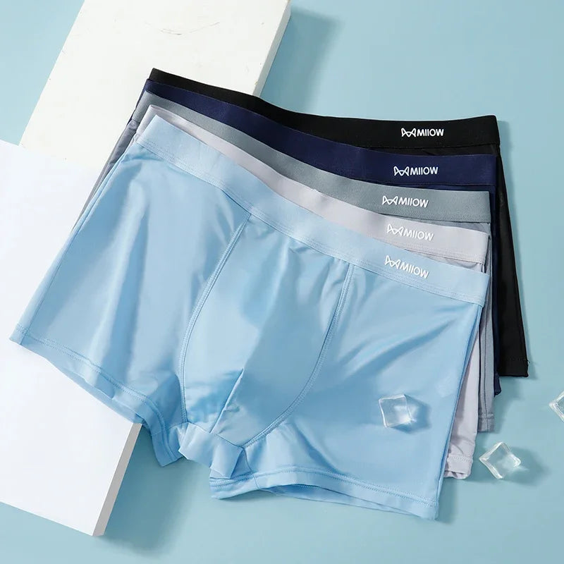 3Pcs Thin Ice Silk Men Boxershorts.