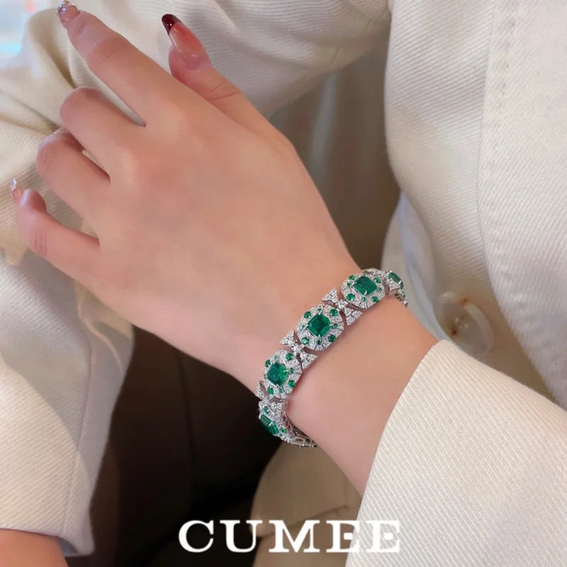 Diamond Luxury Cultivated Synthetic Emerald Bracelet.
