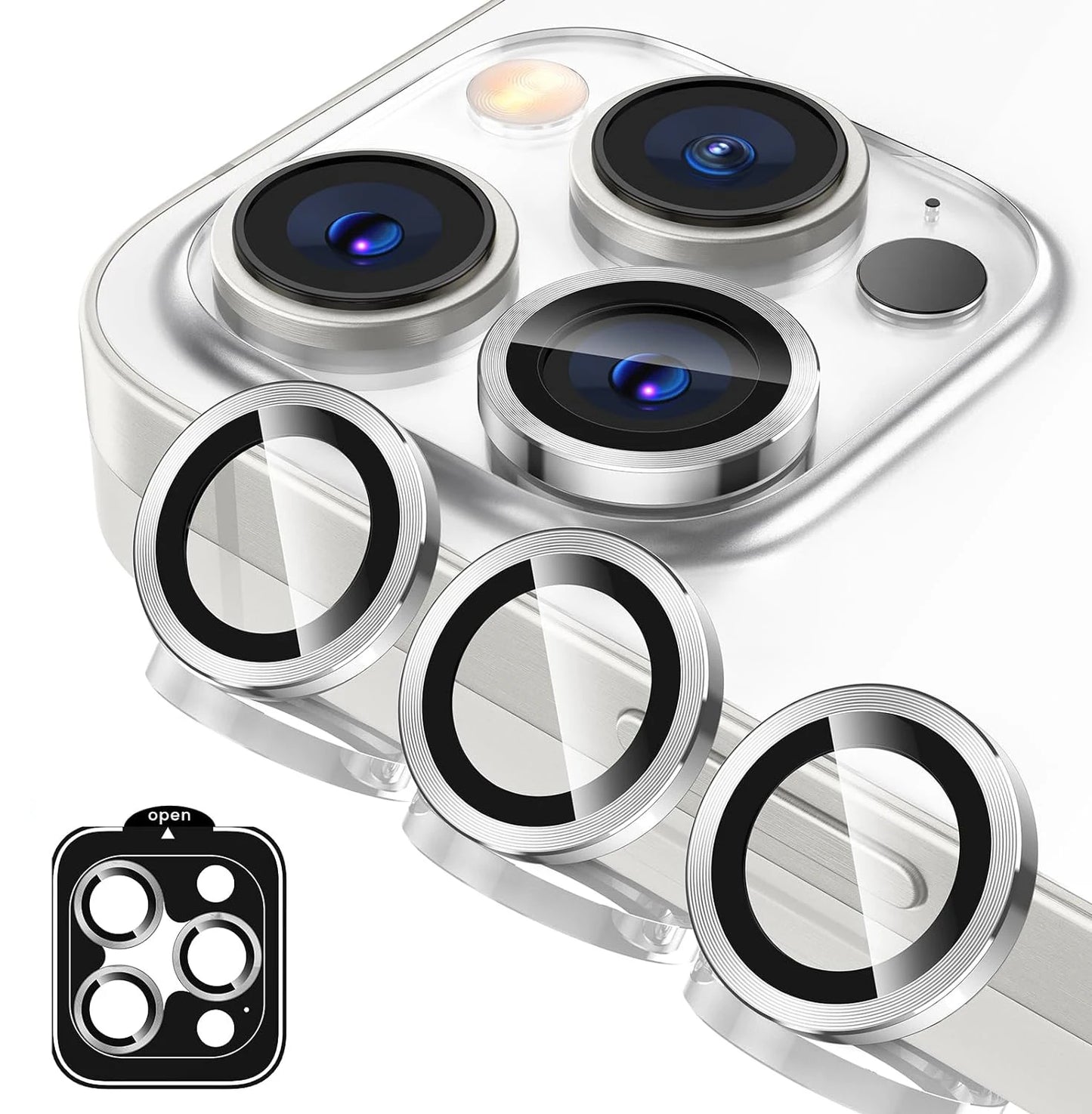 Titanium Gray Metal Tempered Glass Camera Lens Cover