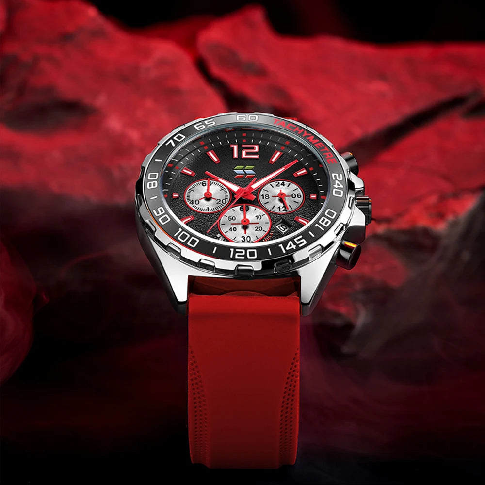 Chronograph Men Luxury Watches with Silicone Band. - BLAKESTORE-NG