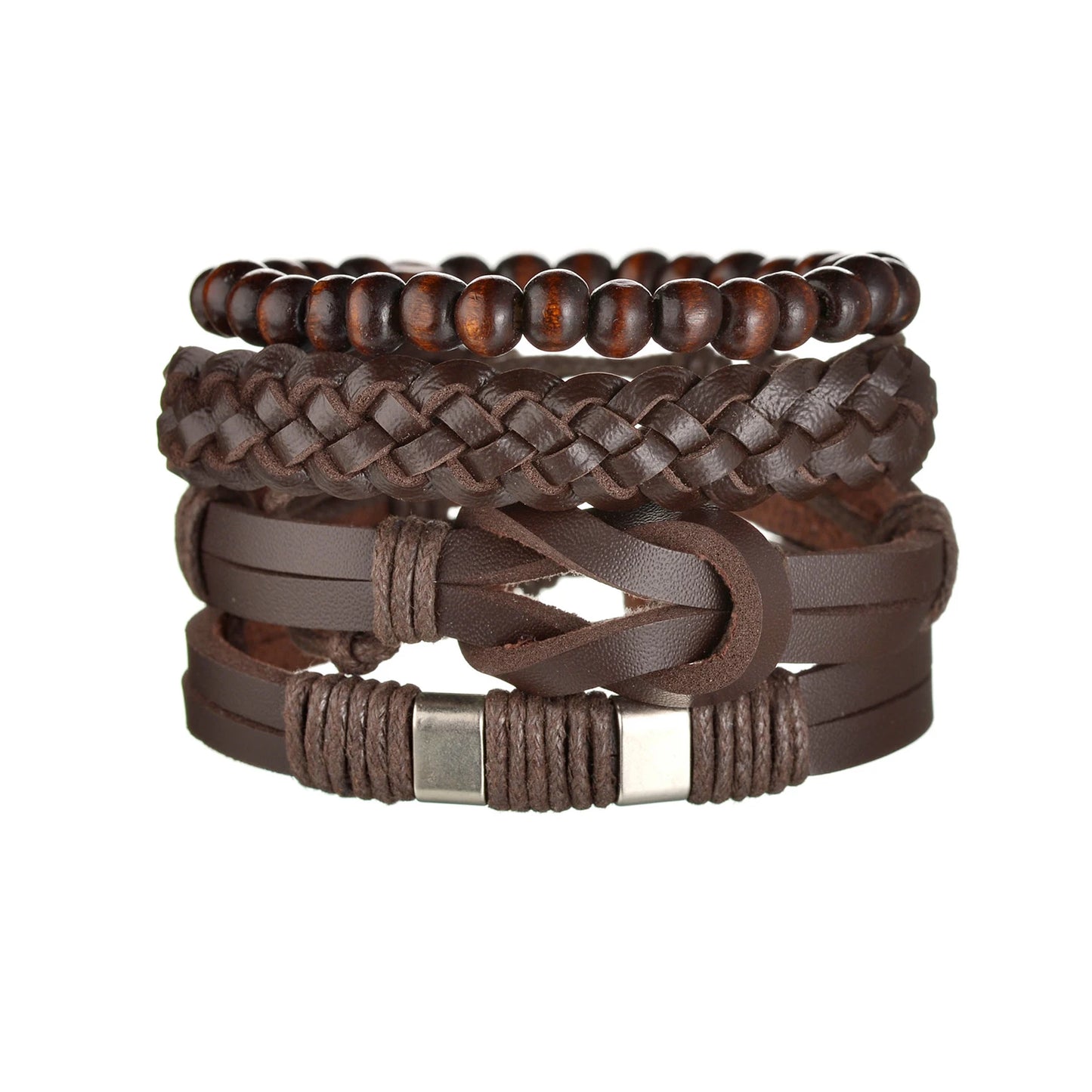 Multilayer Black Leather Jewelry Charm. Bracelets & Bangles for Men. - BLAKESTORE-NG