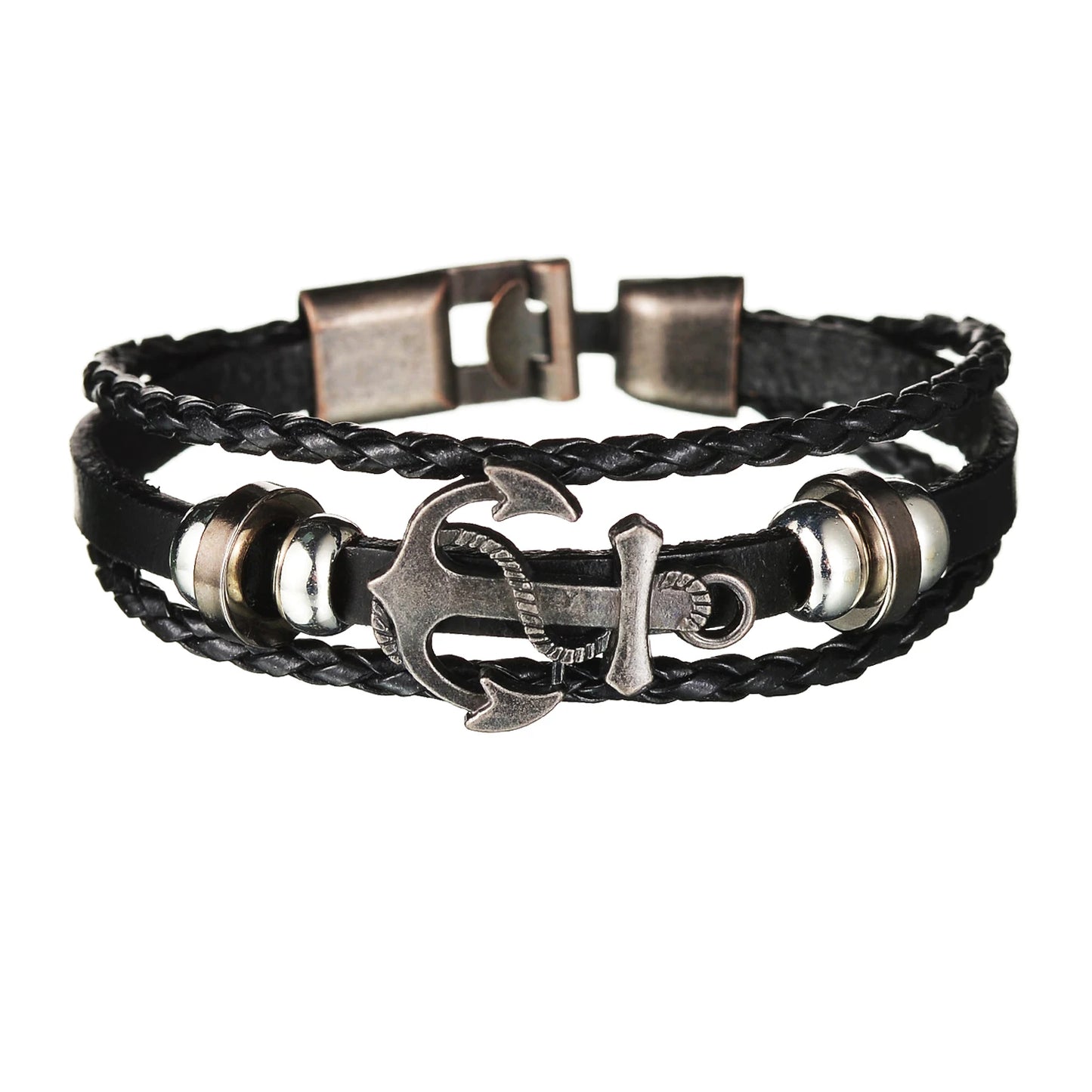 Multilayer Black Leather Jewelry Charm. Bracelets & Bangles for Men. - BLAKESTORE-NG
