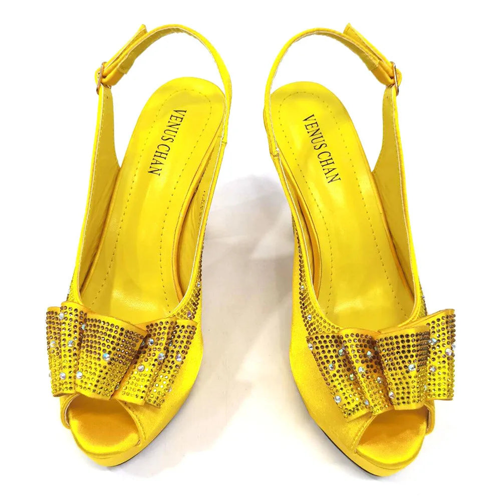 Thin Heels Ladies Shoes and Bag Matching Bag Set For Women Wedding Party.
