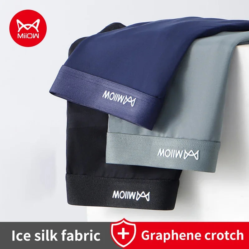 3Pcs Thin Ice Silk Men Boxershorts.