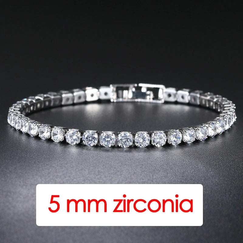 Hip Hop Iced Out 3/4/5mm Crystal Tennis Bracelet for Men.