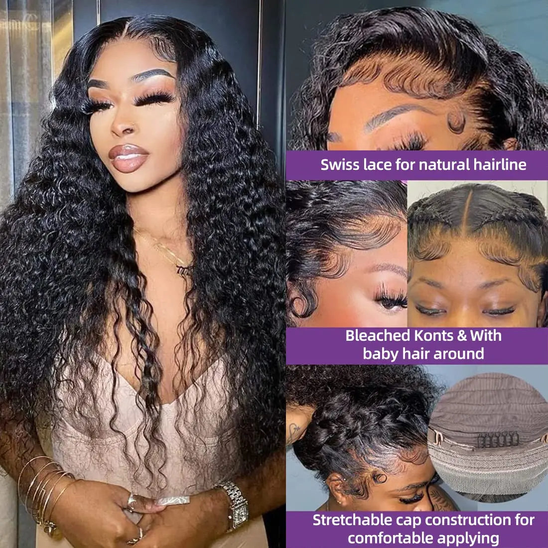 Black 13x6 Hd 30 Inch Deep Curly Water Wave Human Hair - BLAKESTORE-NG