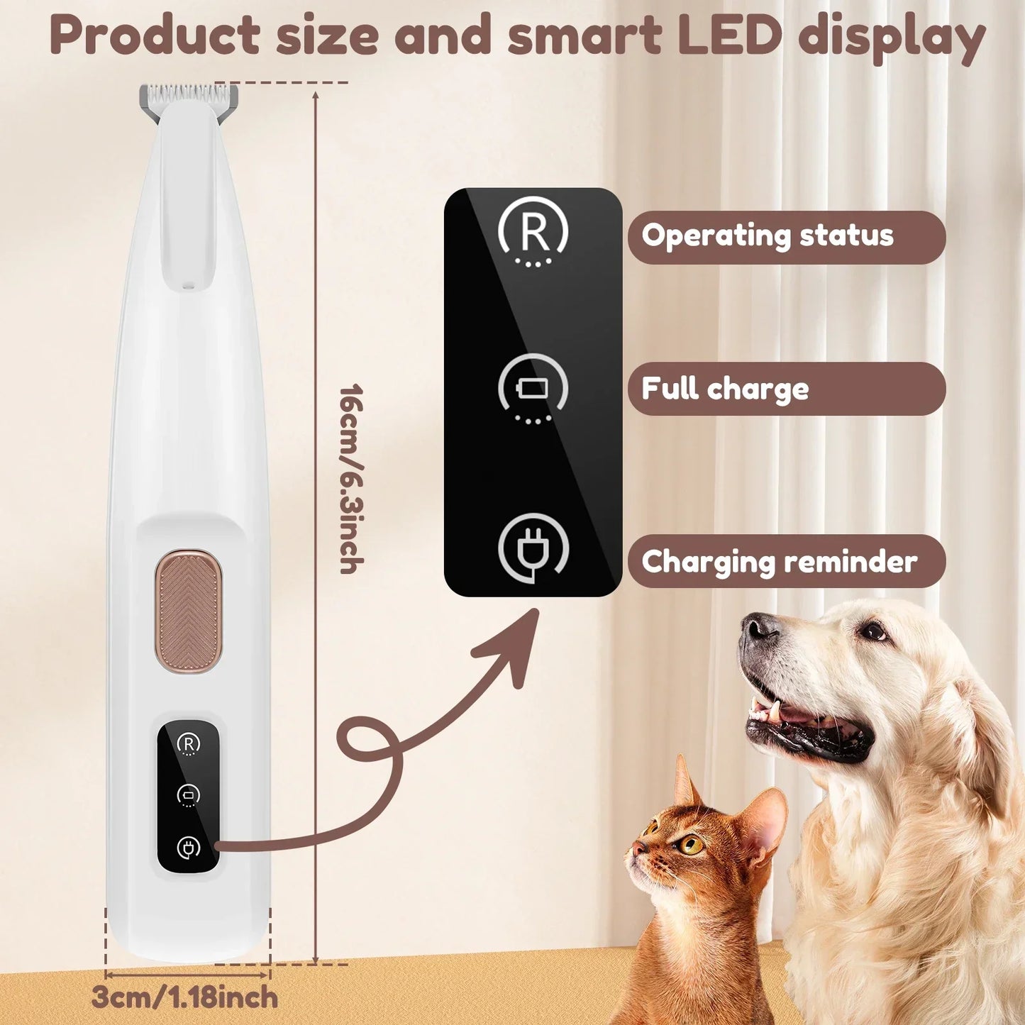 Dog Paw Trimmer with LED Light Fully Waterproof.