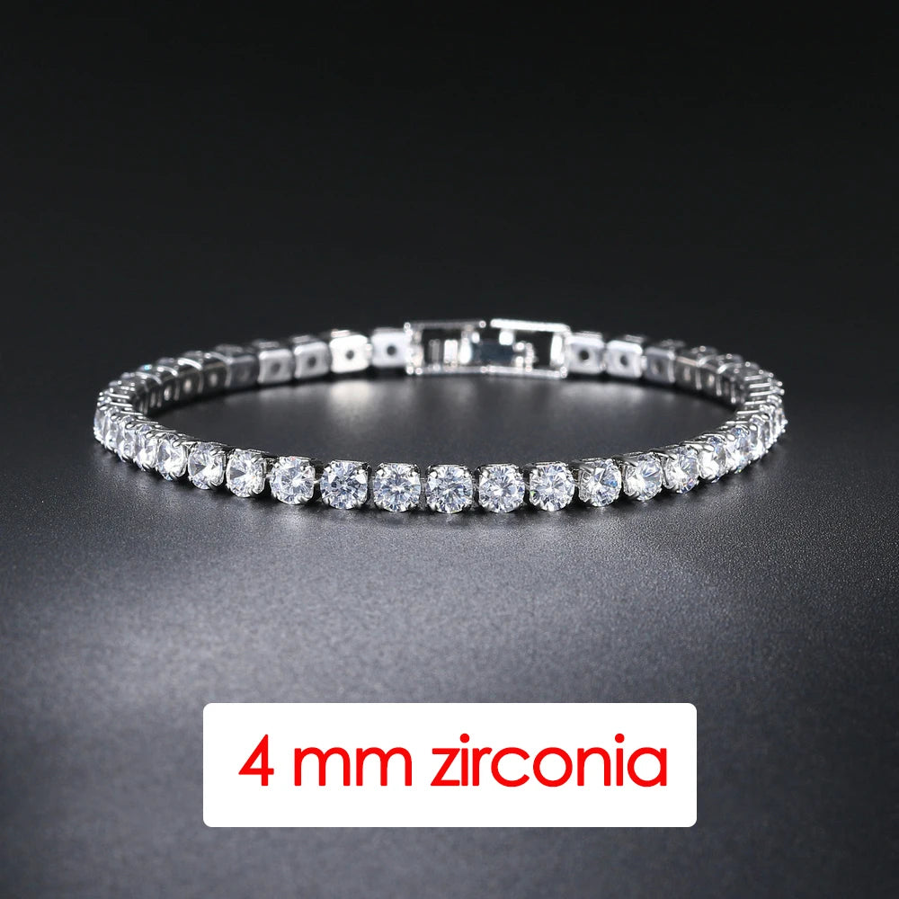 Hip Hop Iced Out 3/4/5mm Crystal Tennis Bracelet for Men.