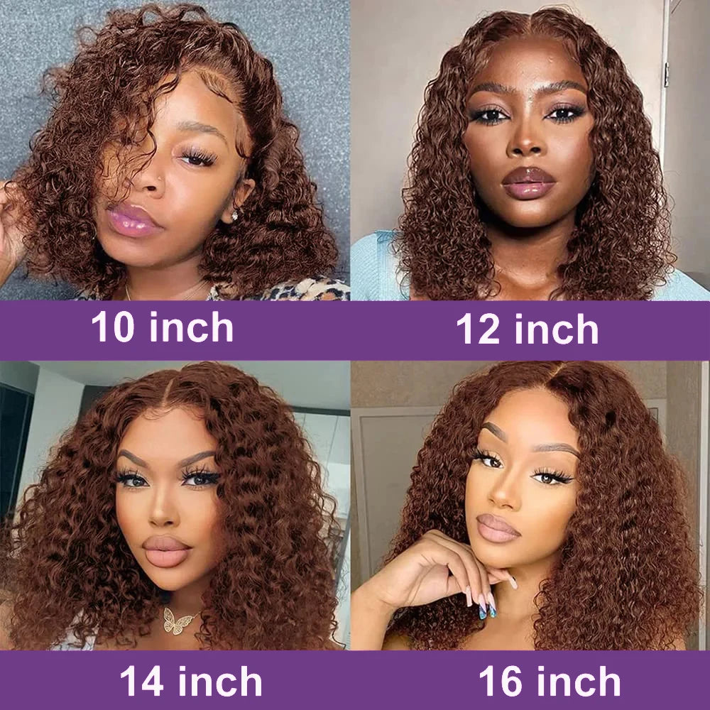 Dark Brown Bob Wigs Water Wave 200% Density - BLAKESTORE-NG