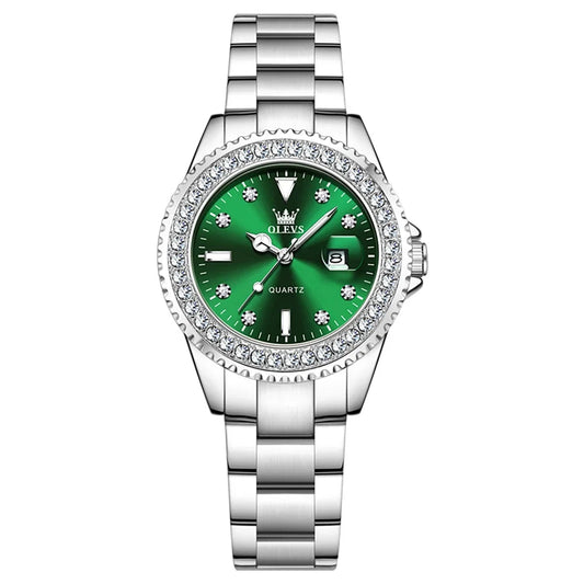 OLEVS Elegant Women’s Watch | Red Stainless Steel Quartz Calendar