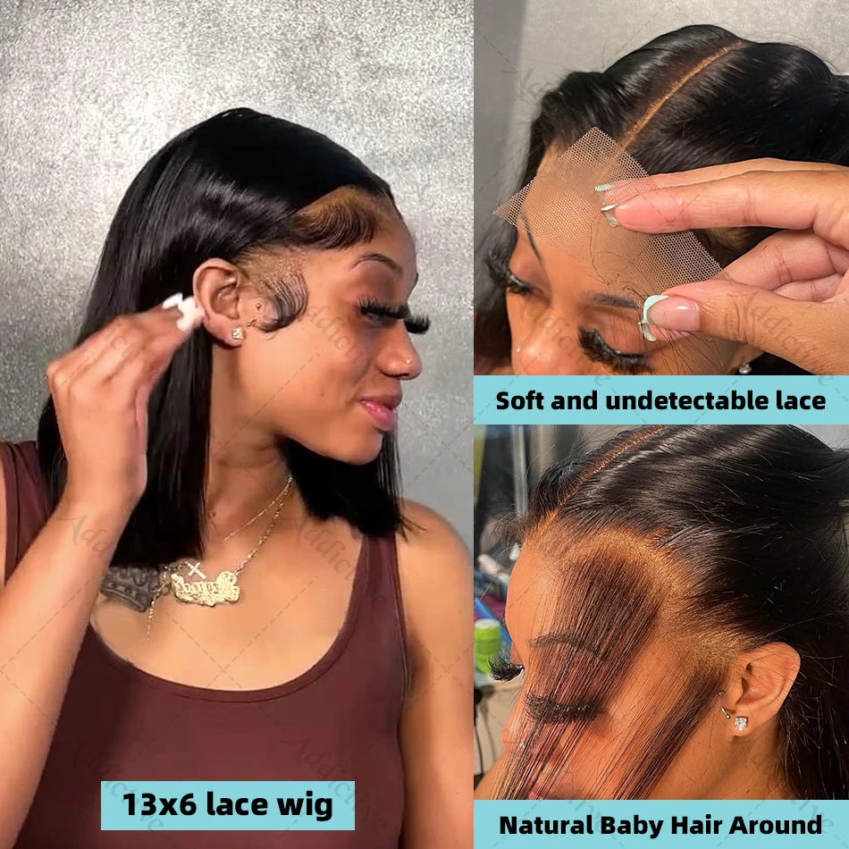 Straight Short Bob 13x4 Lace Frontal Wig - BLAKESTORE-NG