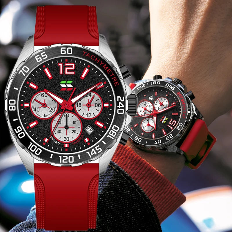 Chronograph Men Luxury Watches with Silicone Band. - BLAKESTORE-NG