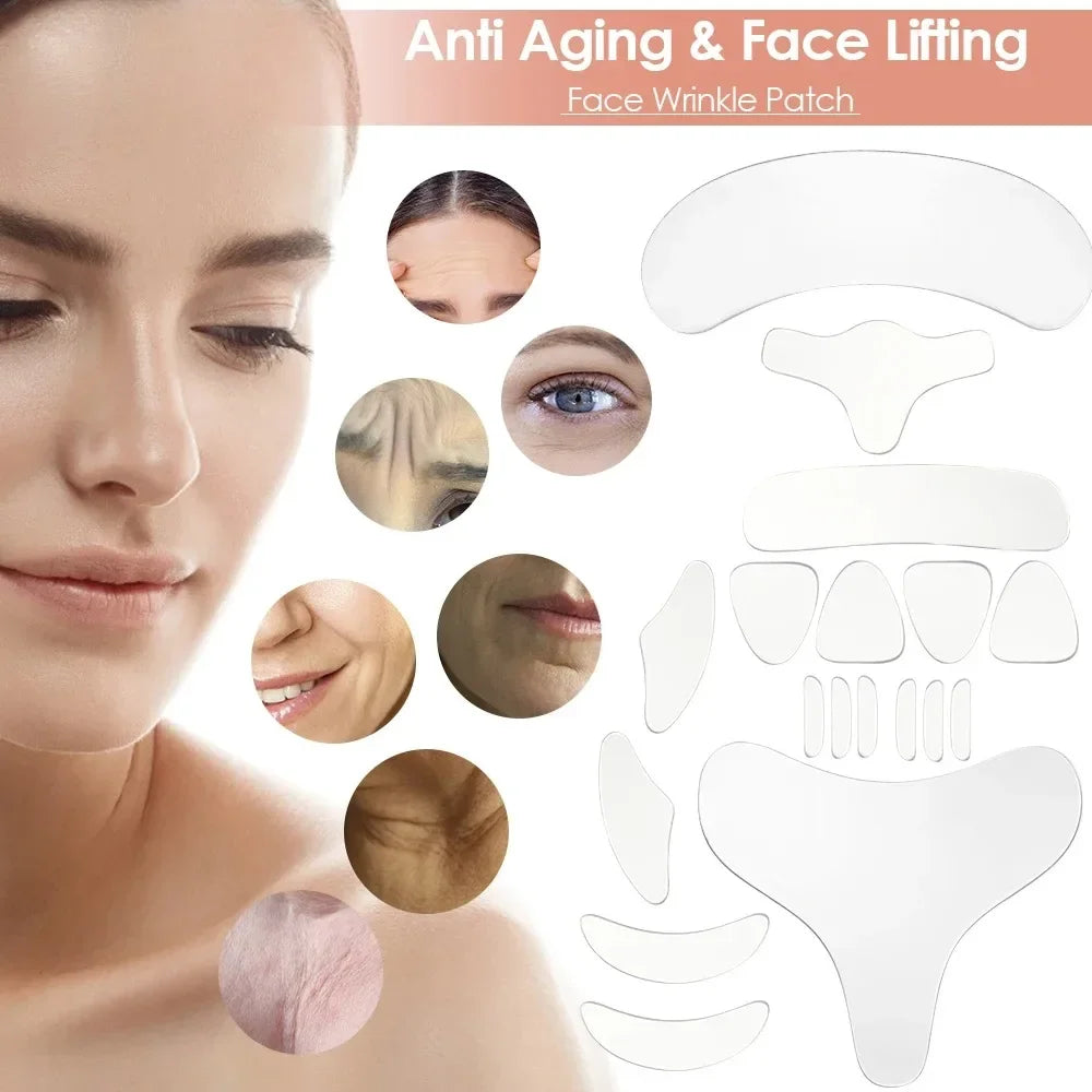 Reusable Silicone Wrinkle Removal Sticker. Forehead Neck Eye Wrinkle Removal Stickers. Anti Aging and Face Lifting Patches. - BLAKESTORE-NG