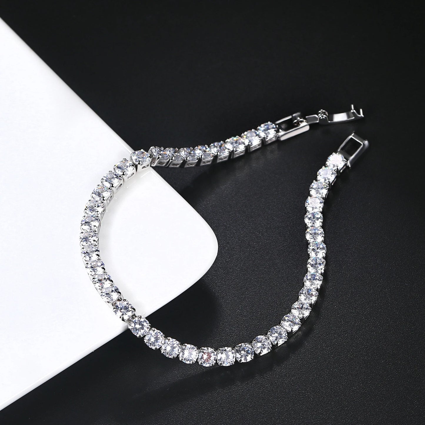 Hip Hop Iced Out 3/4/5mm Crystal Tennis Bracelet for Men.
