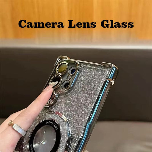 Luxury Glitter Magnetic Stand Case for Samsung Galaxy S25 Ultra Shockproof Clear Plating Cover with Kickstand & MagSafe - BLAKESTORE-NG