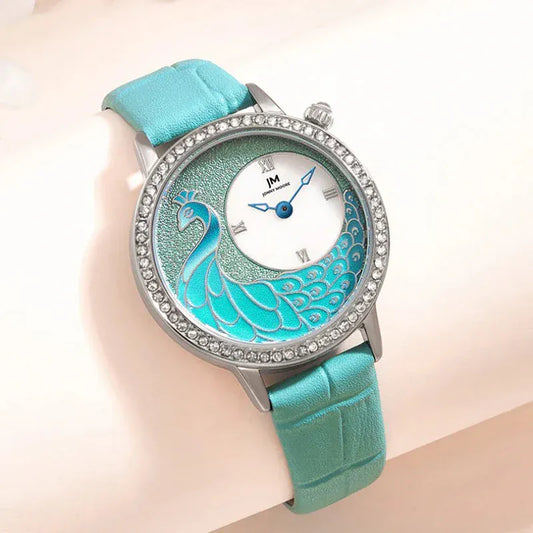 BLAKESTORE-NG Watches 1597-box JONNY MOORE 1597 Exquisite Peacock Dial Women’s Watch