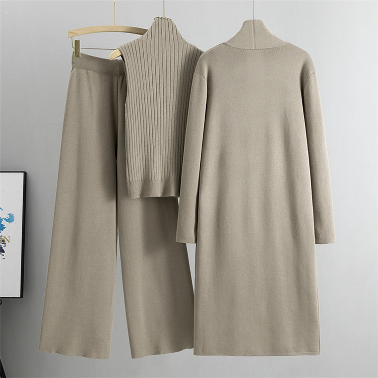 3 Pcs Suits Long Cardigan with Vest and Pants - BLAKESTORE-NG
