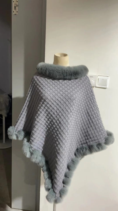 Women Winter Fur Cloak Shawl Outerwear - BLAKESTORE-NG