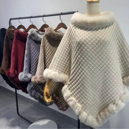 Women Winter Fur Cloak Shawl Outerwear - BLAKESTORE-NG