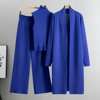 3 Pcs Suits Long Cardigan with Vest and Pants - BLAKESTORE-NG