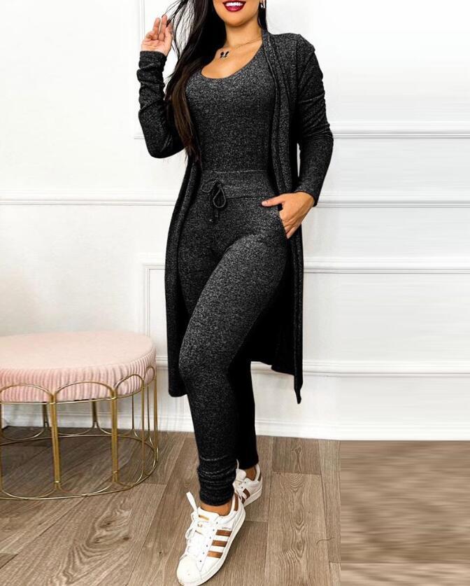 Women's Highwaist Jumpsuit with Cardigan Cover - BLAKESTORE-NG