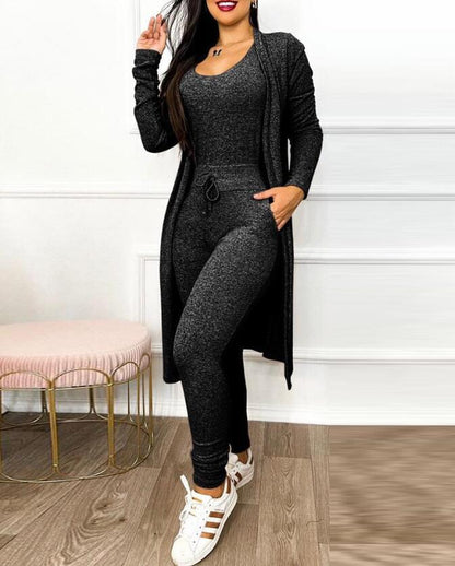 Women's Highwaist Jumpsuit with Cardigan Cover - BLAKESTORE-NG
