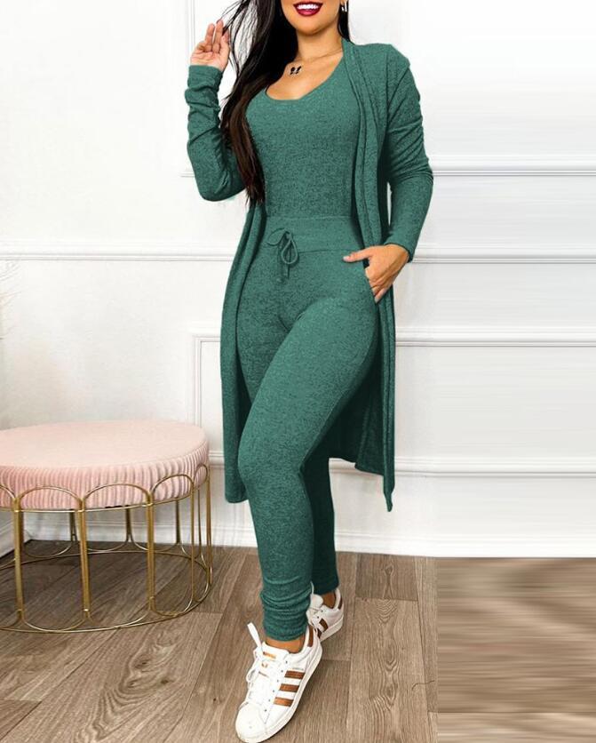 Women's Highwaist Jumpsuit with Cardigan Cover - BLAKESTORE-NG