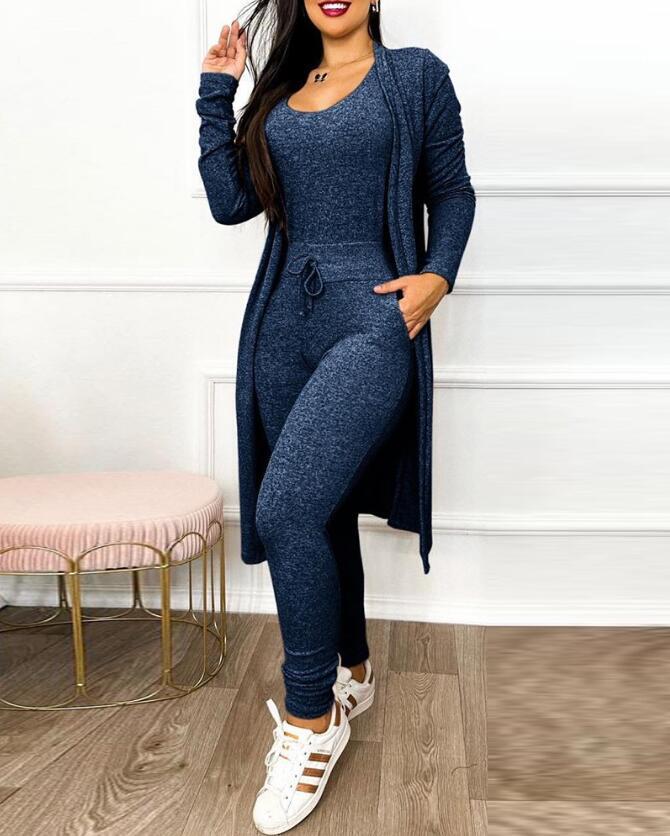 Women's Highwaist Jumpsuit with Cardigan Cover - BLAKESTORE-NG