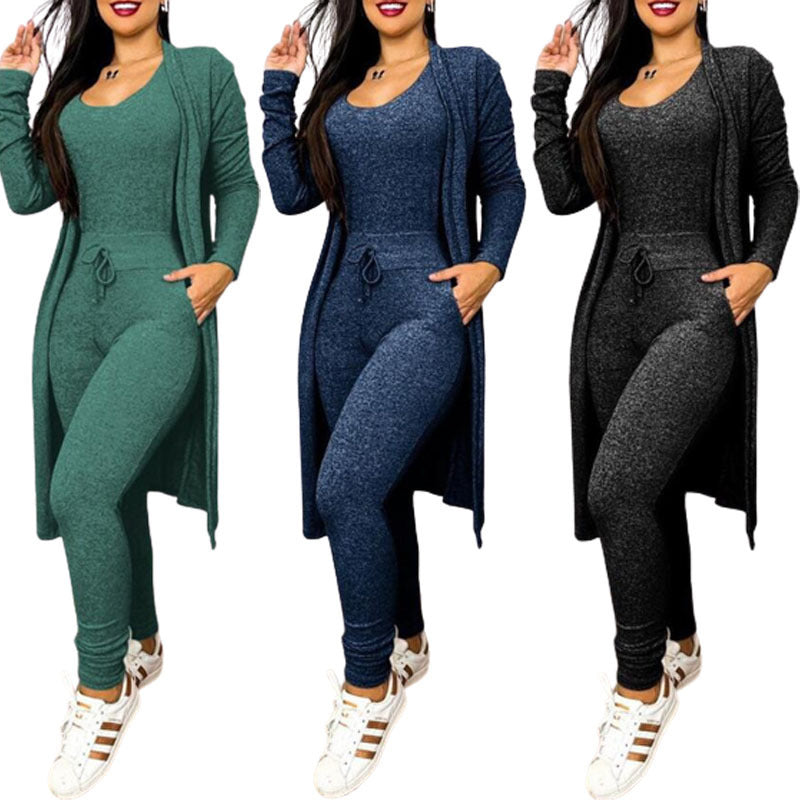 Women's Highwaist Jumpsuit with Cardigan Cover - BLAKESTORE-NG