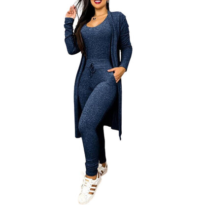 Women's Highwaist Jumpsuit with Cardigan Cover - BLAKESTORE-NG