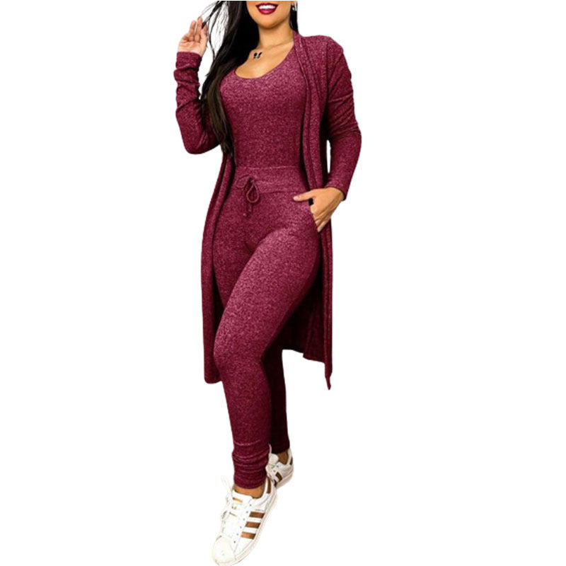 Women's Highwaist Jumpsuit with Cardigan Cover - BLAKESTORE-NG