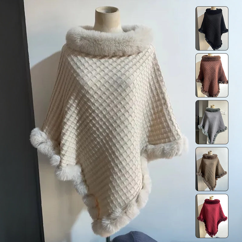 Women Winter Fur Cloak Shawl Outerwear - BLAKESTORE-NG