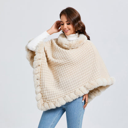 Women Winter Fur Cloak Shawl Outerwear - BLAKESTORE-NG