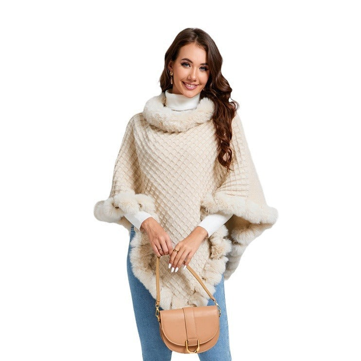 Women Winter Fur Cloak Shawl Outerwear - BLAKESTORE-NG