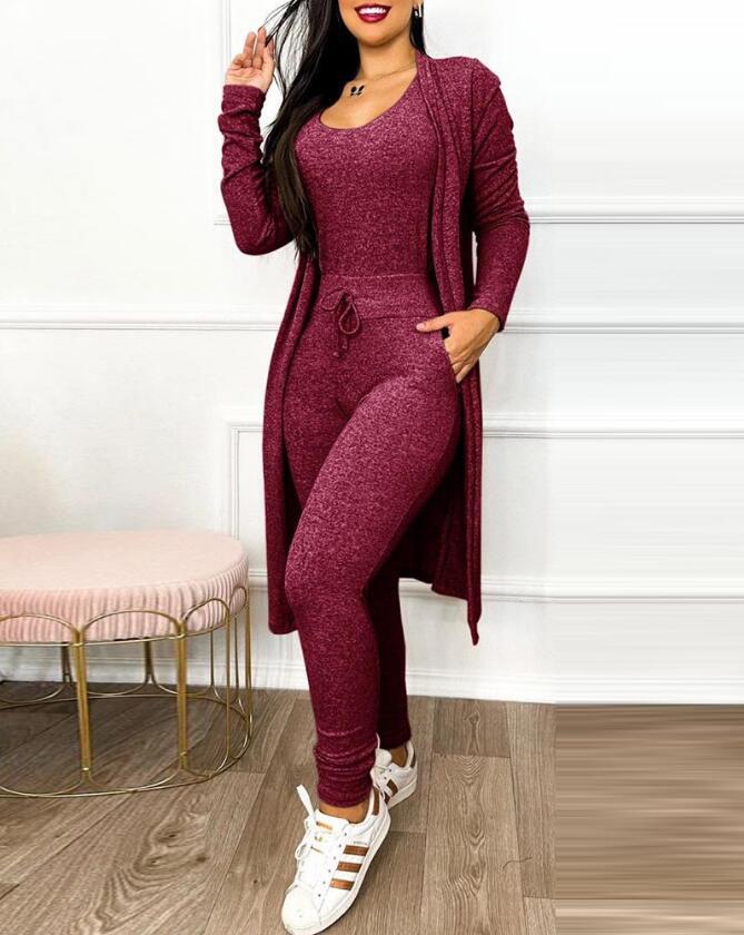 Women's Highwaist Jumpsuit with Cardigan Cover - BLAKESTORE-NG