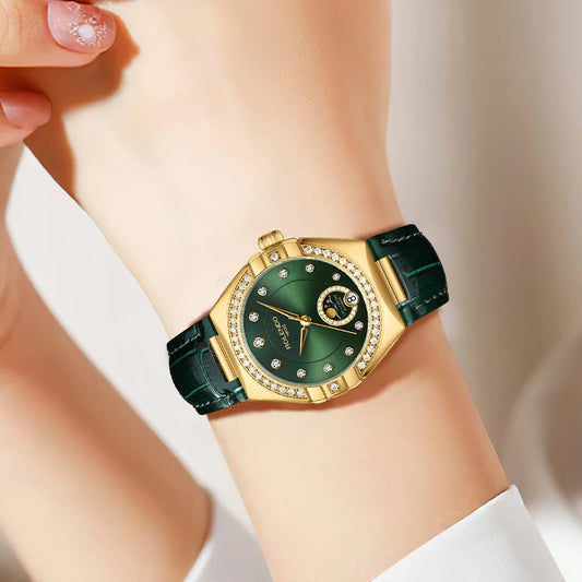 ROLENDO Constellation Automatic Women’s Watch | Emerald Green Sapphire