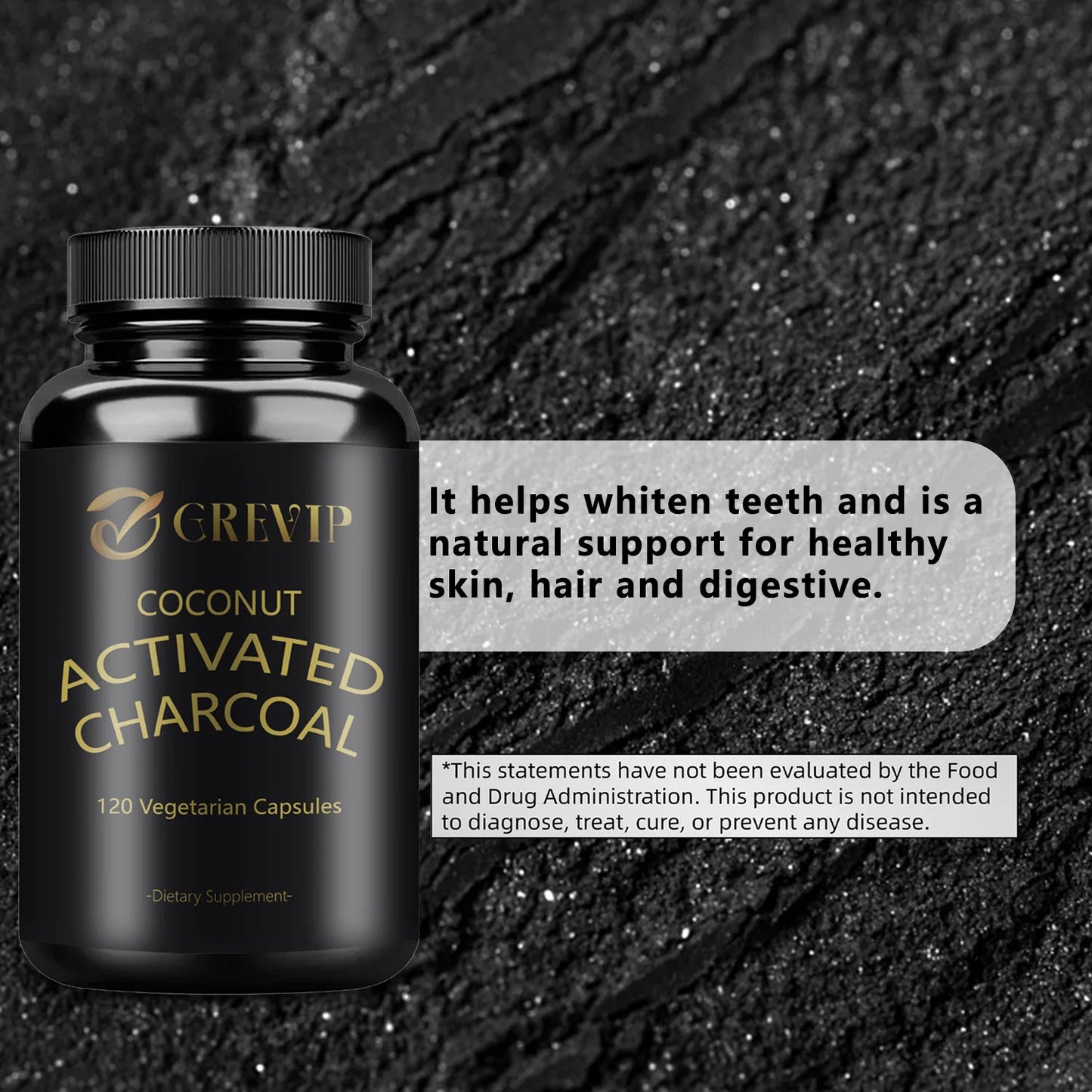 Detoxification, Gas Relieve &nbsp;&amp; Bloating Coconut Charcoal Supplement.
