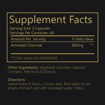 Detoxification, Gas Relieve &nbsp;&amp; Bloating Coconut Charcoal Supplement.