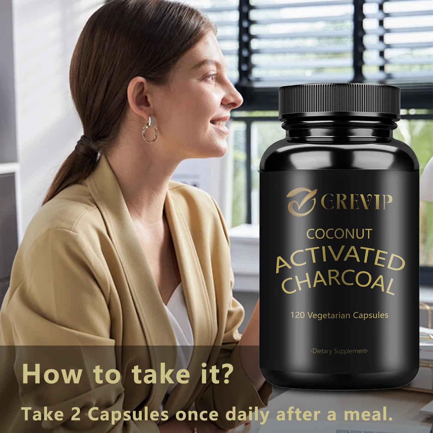 Detoxification, Gas Relieve &nbsp;&amp; Bloating Coconut Charcoal Supplement.