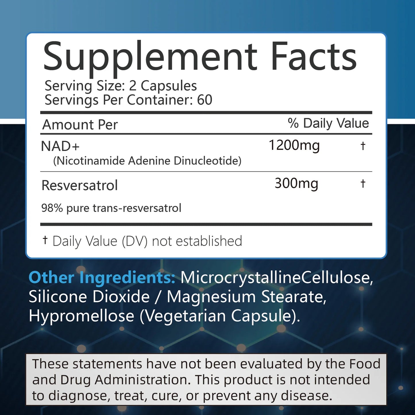 NAD+Supplements - with Resveratrol - Natural Energy Supplement. - BLAKESTORE-NG
