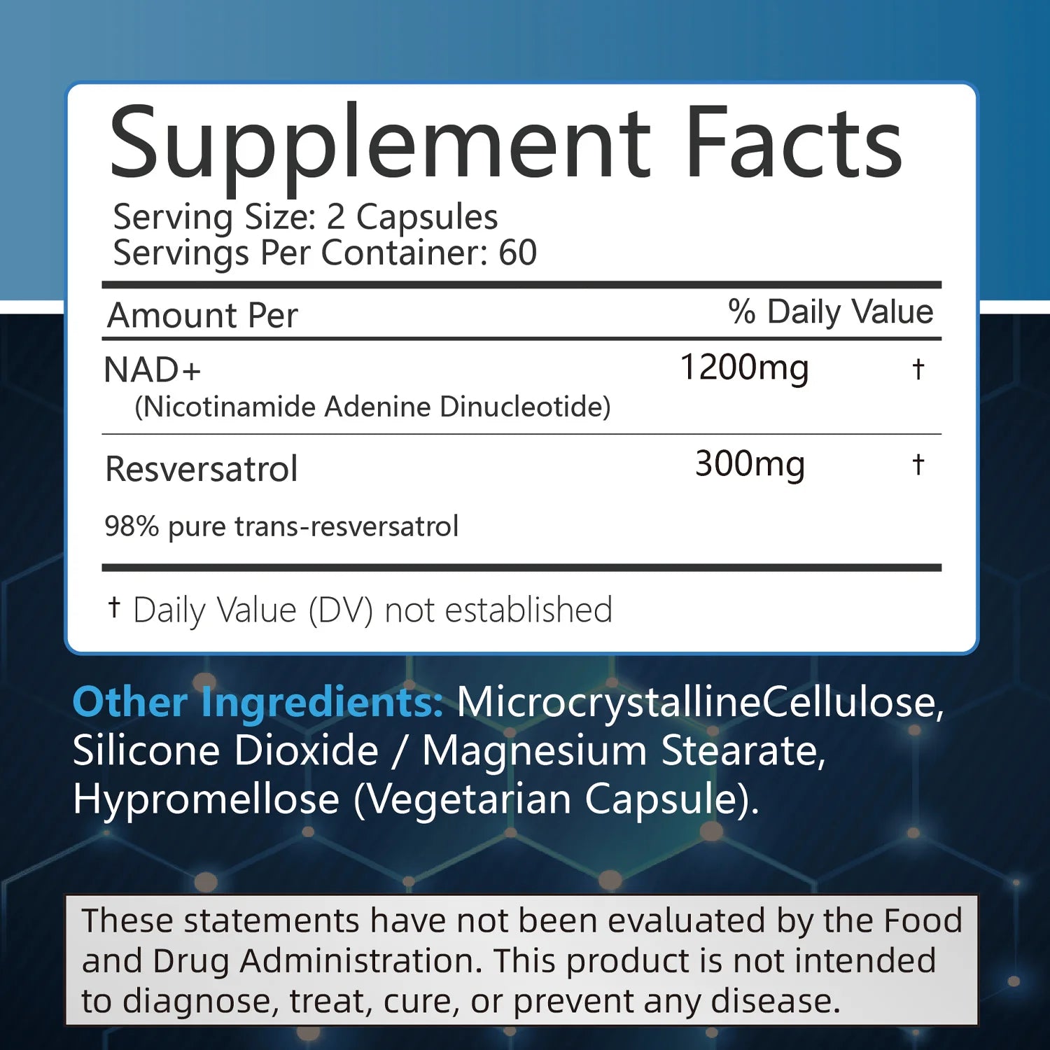 NAD+Supplements - with Resveratrol - Natural Energy Supplement. - BLAKESTORE-NG