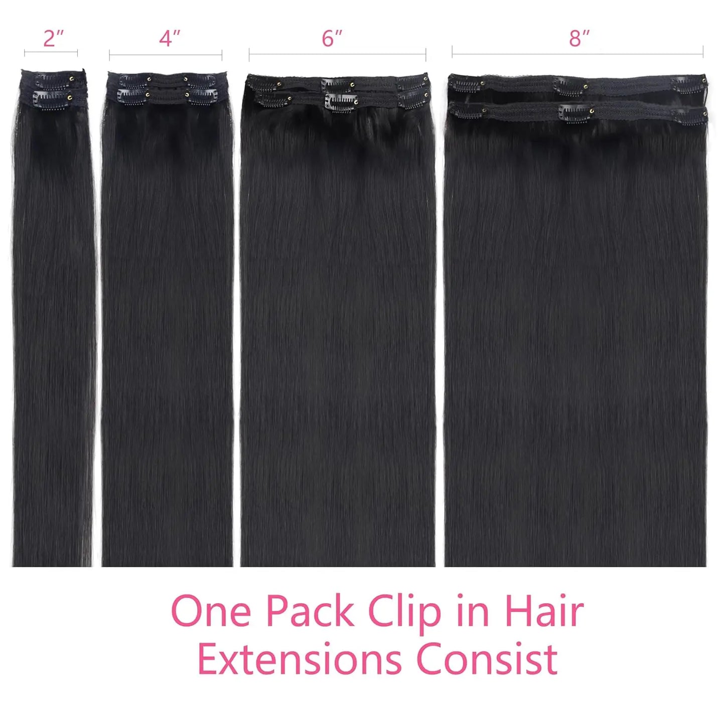 Straight Clip in Hair Extensions Real Human Hair.