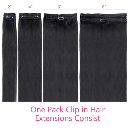 Straight Clip in Hair Extensions Real Human Hair.