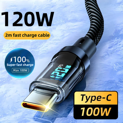 2M Transparent Glowing Type-C Data Cable.