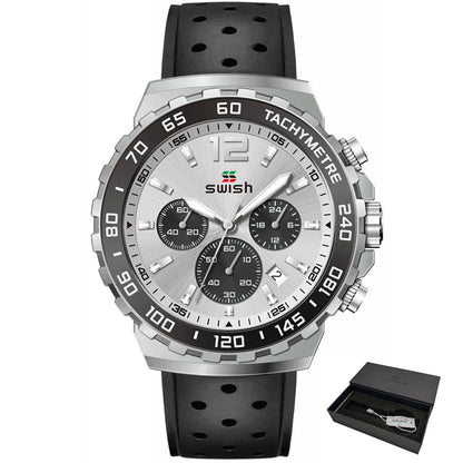 Sport Quartz Men Watch Silver Dial Chronograph Date - BLAKESTORE-NG