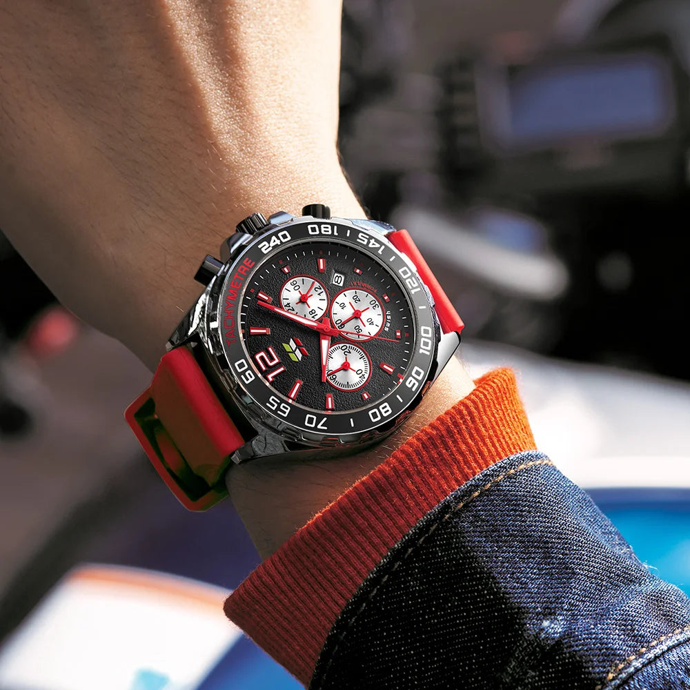 Green Blue Men Watches Sport Chronograph Wrist Watch. - BLAKESTORE-NG