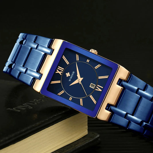 WWOOR Women’s Watch | Blue Square Bracelet Quartz Watch