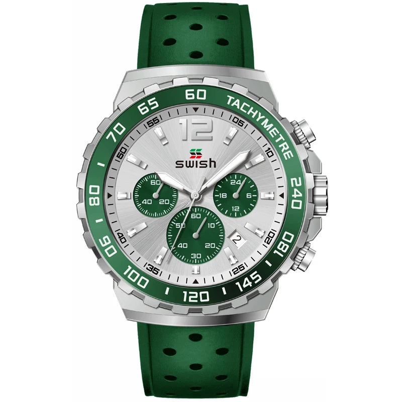 Sport Quartz Men Watch Silver Dial Chronograph Date - BLAKESTORE-NG