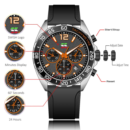 Green Blue Men Watches Sport Chronograph Wrist Watch. - BLAKESTORE-NG